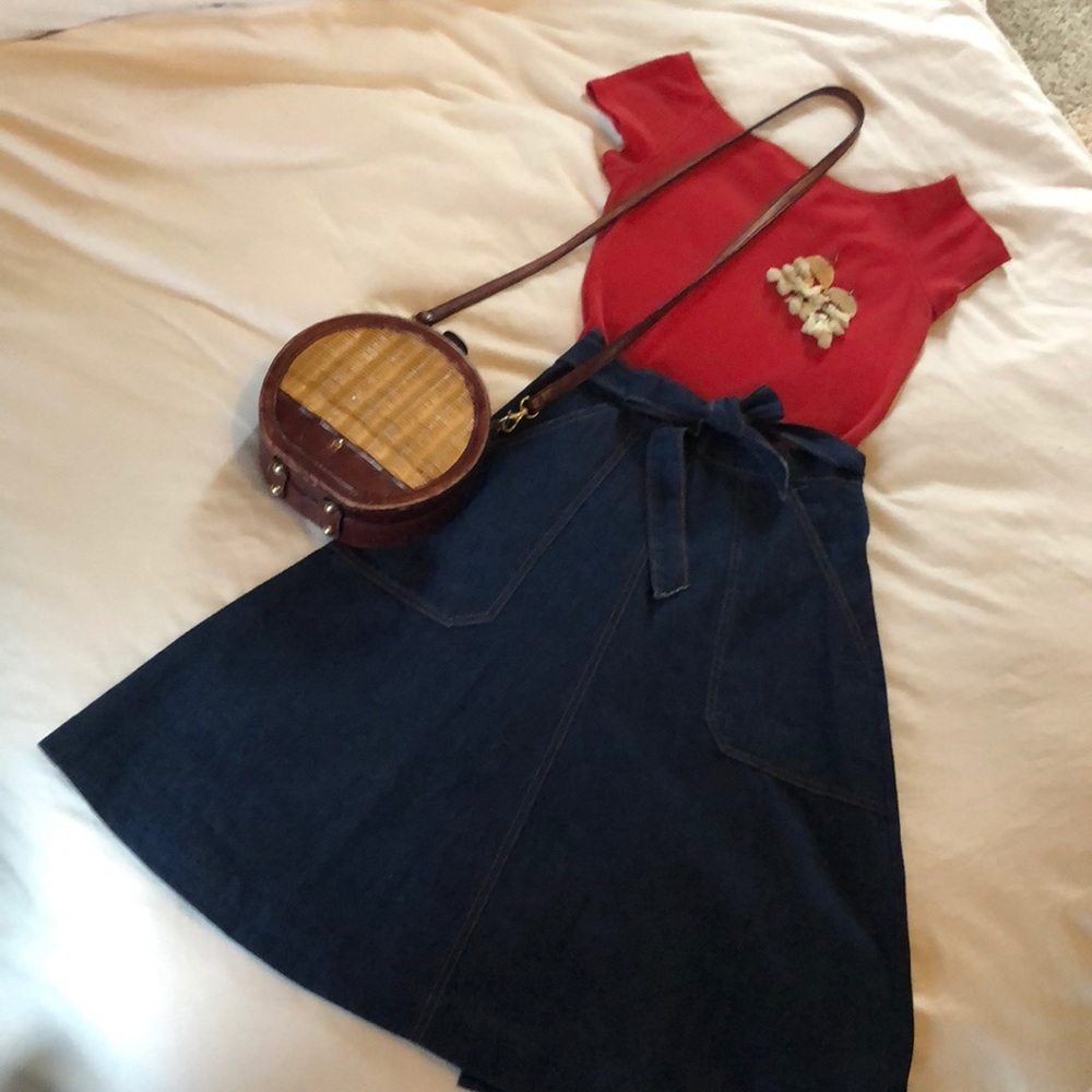 Vintage denim handmade wrap skirt